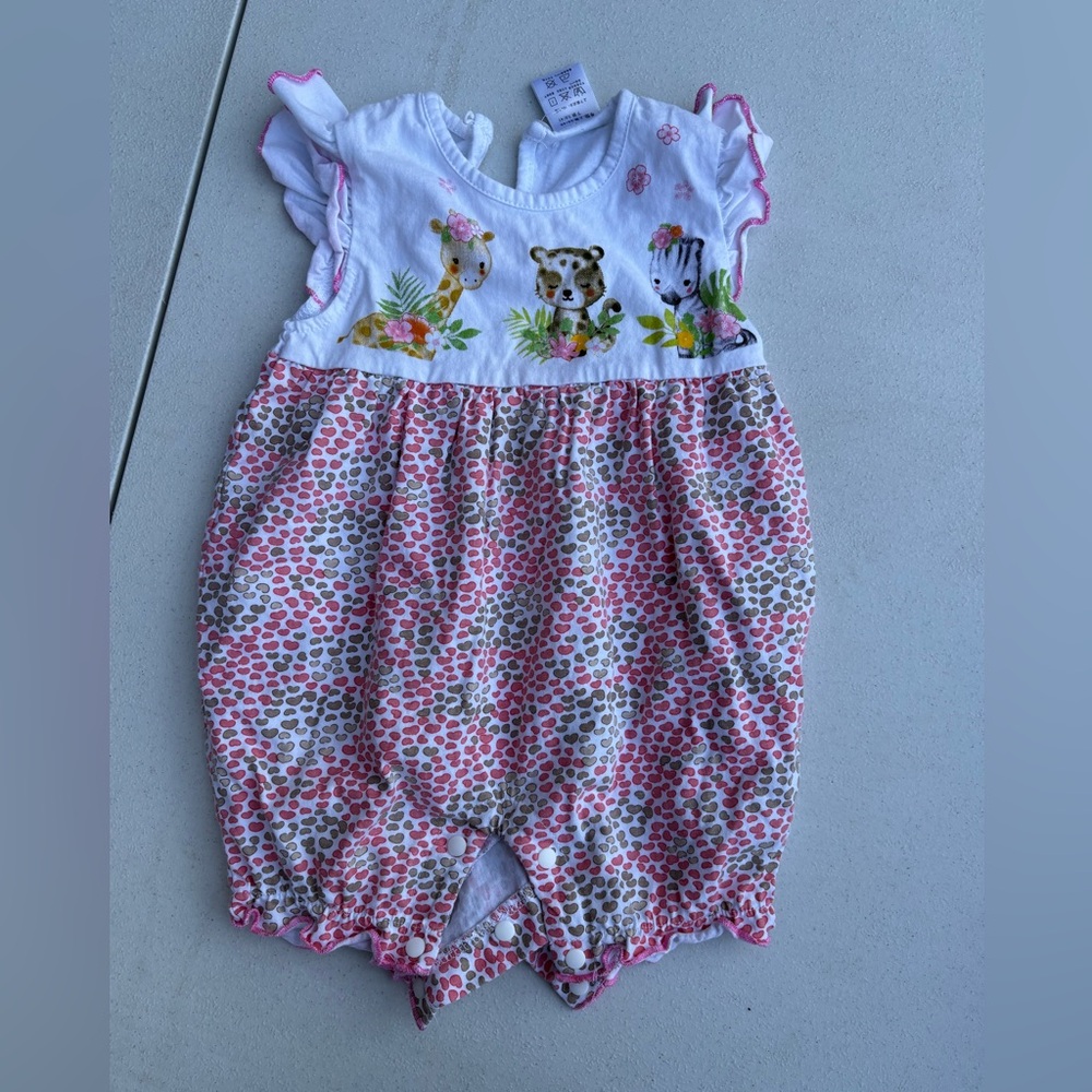 Adorable Pink and White Baby Romper